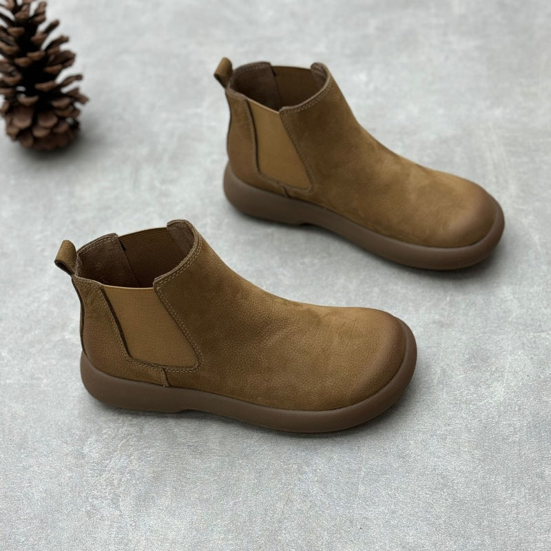 Babakud Women Vintage Minimalist Genuine Leather Chelsea Boots