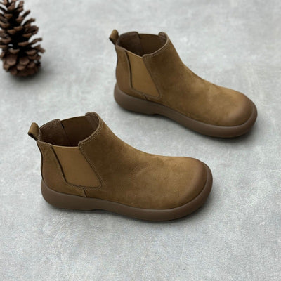 Babakud Women Vintage Minimalist Genuine Leather Chelsea Boots