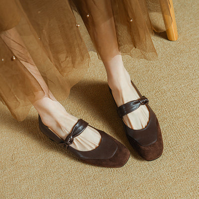 Summer Elegant Sheepskin Leather Sueded One Straped Shoes