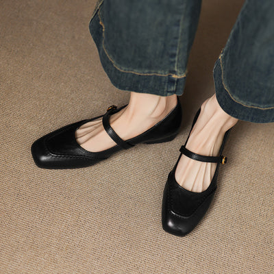 Babakud Vintage Sheepskin Leather Shallow One Straped Shoes