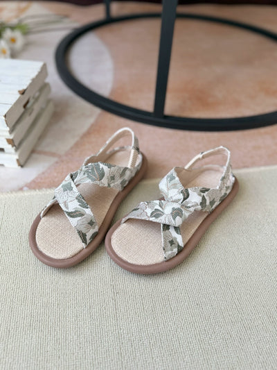 Women Summer Cotton Linen Soft Flat Sole Open Toe Sandals