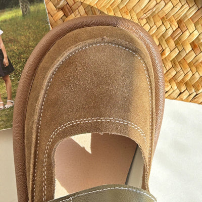 Babakud Women Summer Vintage Suede Hollow-Out Flat Sandals