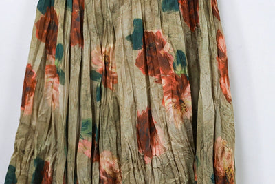 Women Spring Retro Cotton Printed Rose A-Line Skirt