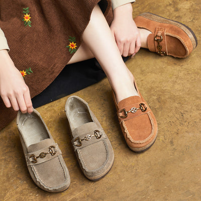 Women Comfortable Soft Thick Sole Suede Slip-Ons