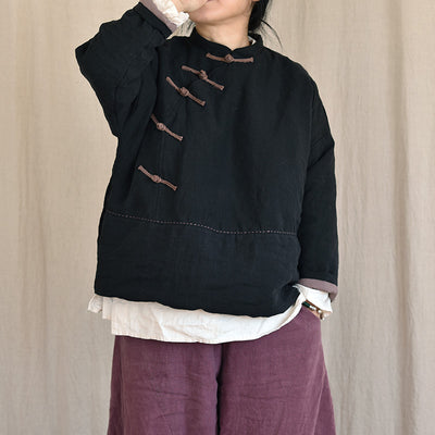 Vintage Quilted Warm Patchwork Linen Cotton Jacket