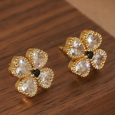 Babakud Retro Elegant Zircon Flowers Earrings