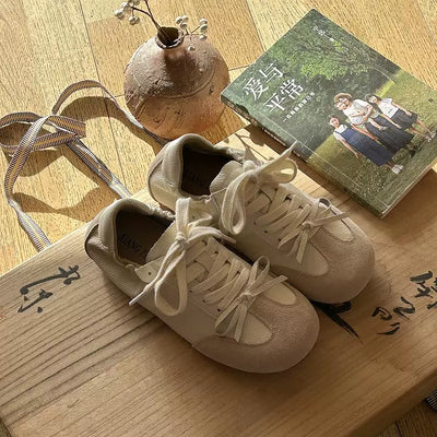 Women Leather Sueded Patchwork Sports Versatile Sneakers