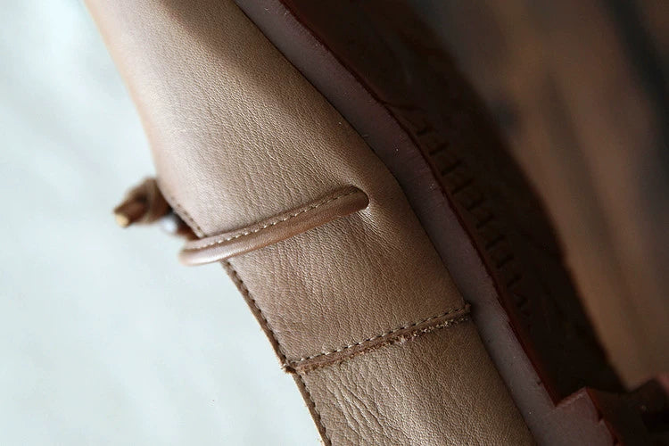 Summer Retro Leather Shallow Closed Toe Fringe Flat Shoes