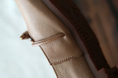 Summer Retro Leather Shallow Closed Toe Fringe Flat Shoes