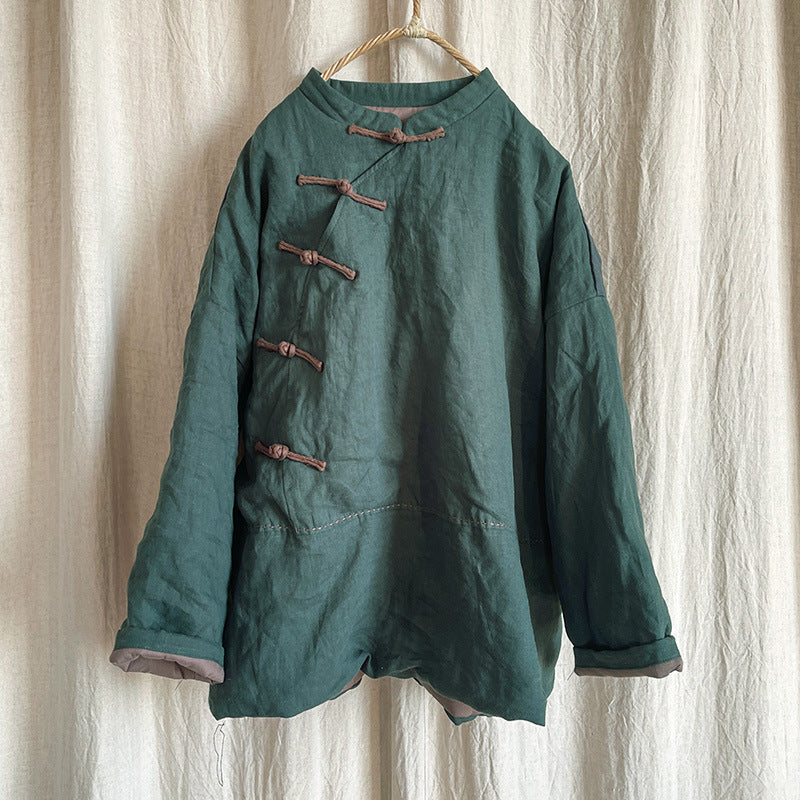 Vintage Quilted Warm Patchwork Linen Cotton Jacket