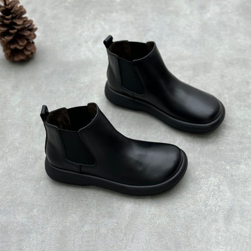 Babakud Women Vintage Minimalist Genuine Leather Chelsea Boots