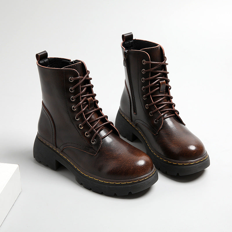 Ladies Vintage Fashion Lace-Up Thick Soled Martin Boots