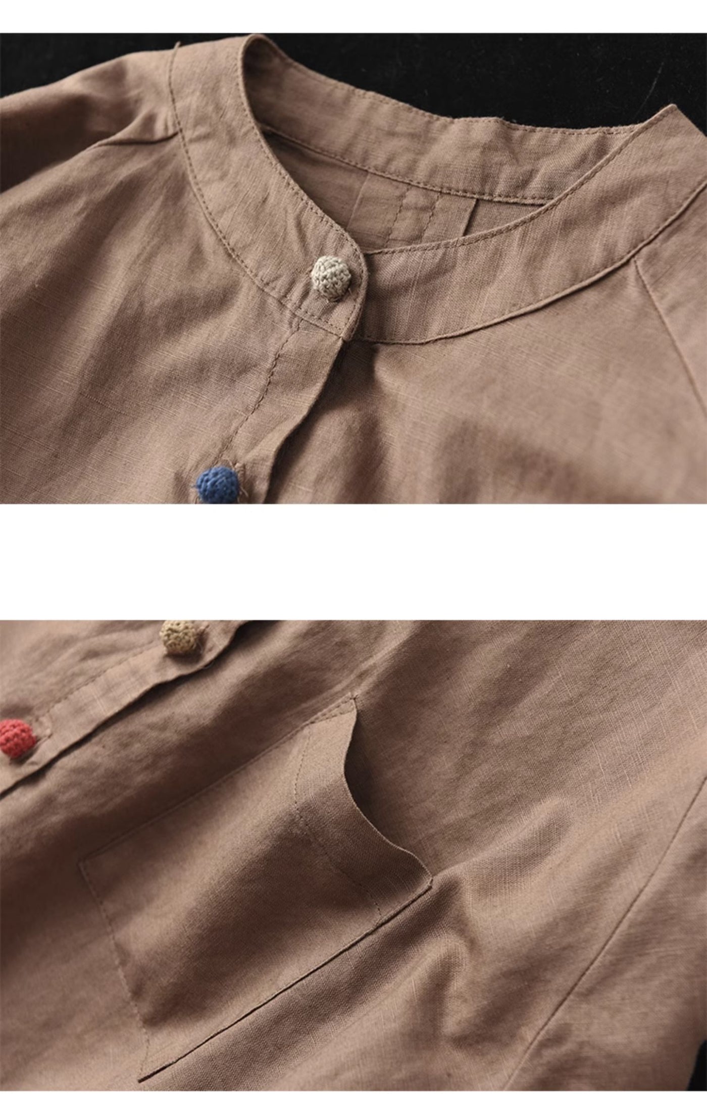 Loose Colorful Single-Breasted Casual Linen Shirts for Women