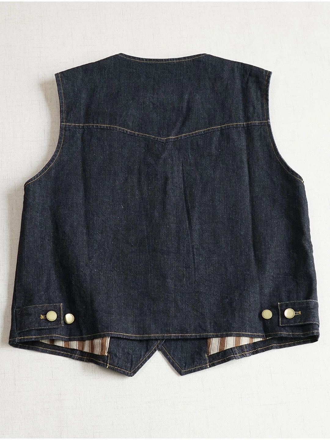 Retro Denim V-Neck Patchowk Single Breasted Pocket Vest