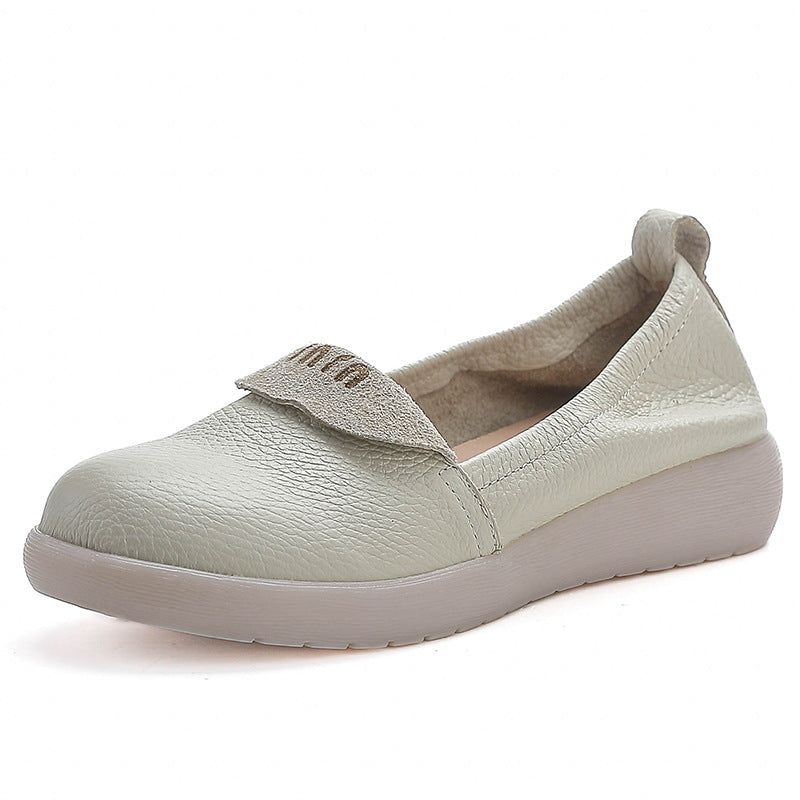 Babakud Retro Leather Casual Soft Flat Sole Slip-Ons Flats Shoes