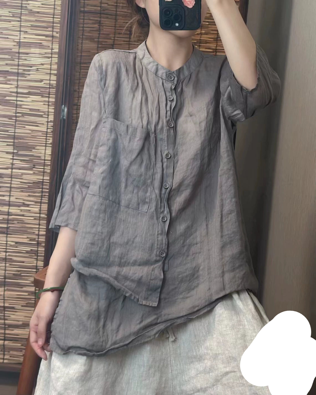Babakud Summer Asymmetric Comfortable Linen Round Neck Shirt