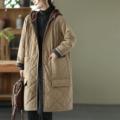 Babakud Winter Cotton Warm Plaid Thick Hoodie Overcoat