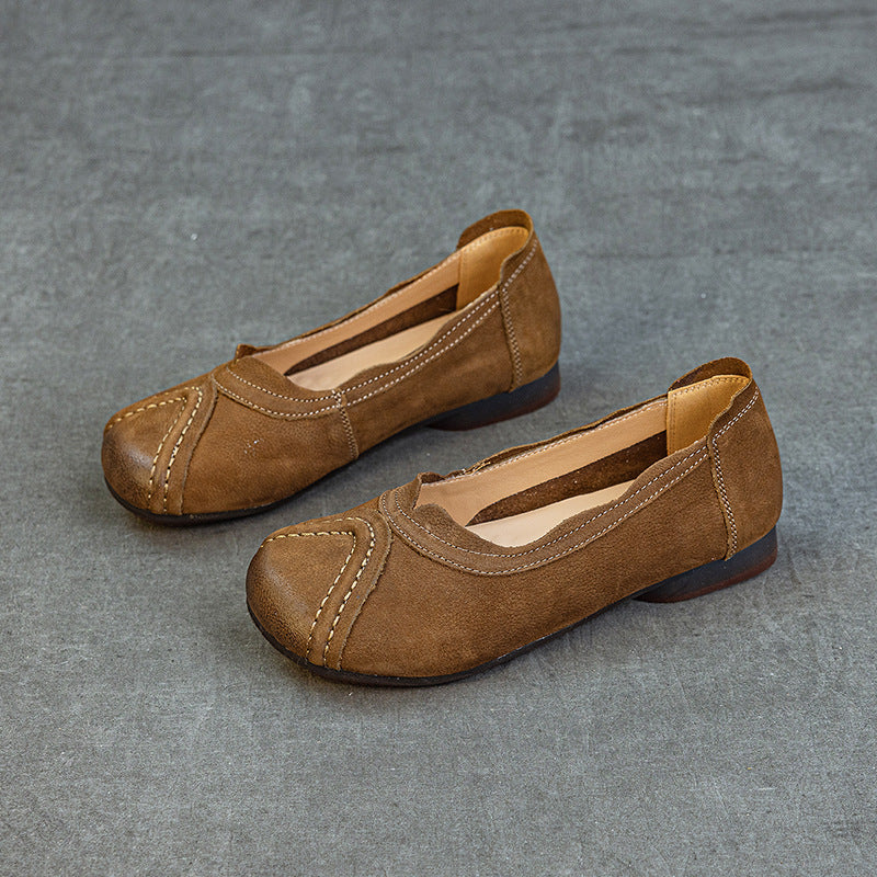 Babakud Retro Leather Everyday Soft Flat Sole Slip On Shoes