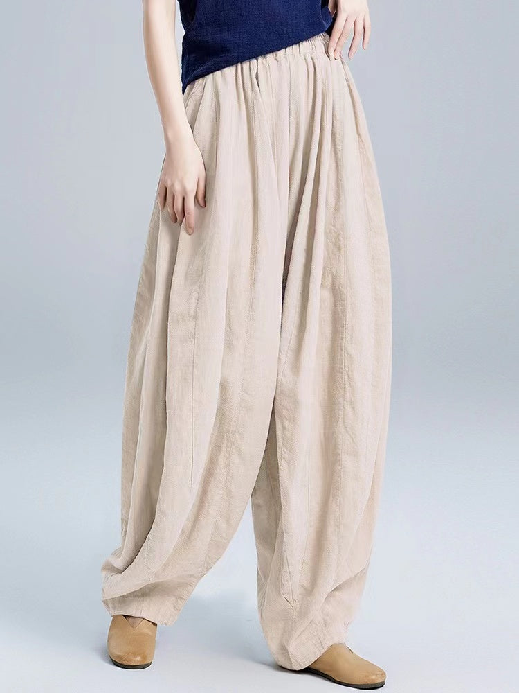 Babakud Spring Retro Linen Casual Loose Harem pants