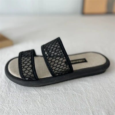 Women Summer Linen One-Strap Open-Toe Flat Slippers