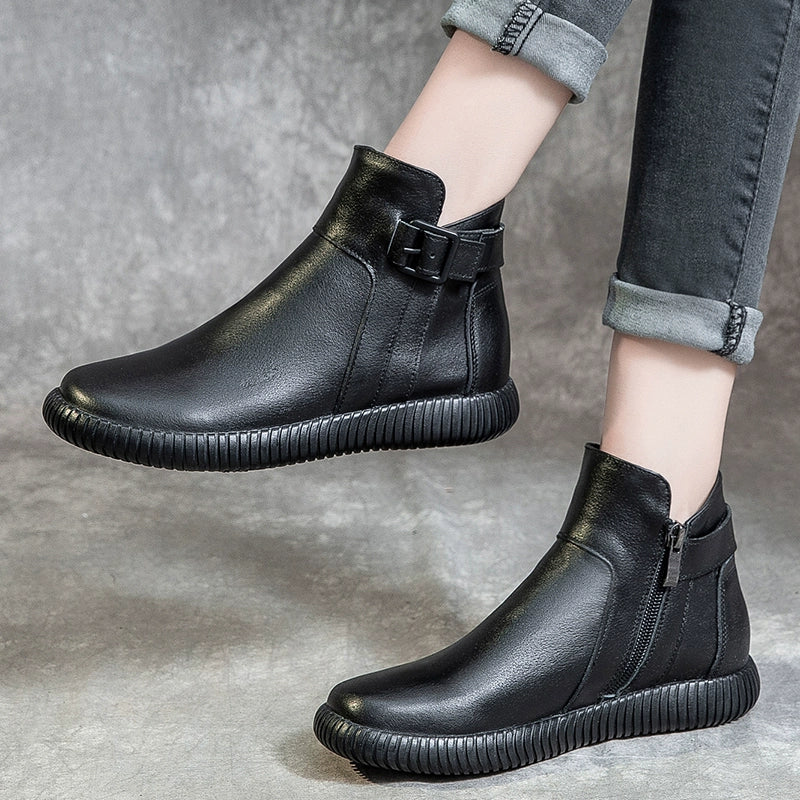 Women Autumn Genuine Leather Casual Versatile Soft Sole Boots