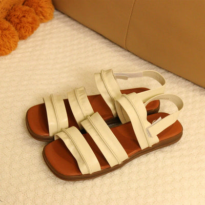 Babakud Breathable Leather Open Toe Soft Flat Sole Sandals