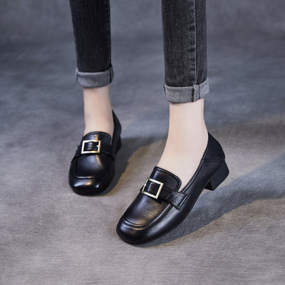 Babakud Women Spring Retro Leather Soft Sole Loafers