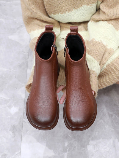 Women Classical Autumn Leather No-Slip Soft Sole Boots