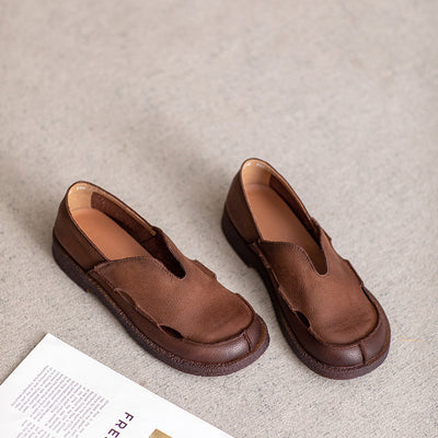 Babakud Retro Soft Comfy Minimalist Low Heel Leather Slip-Ons