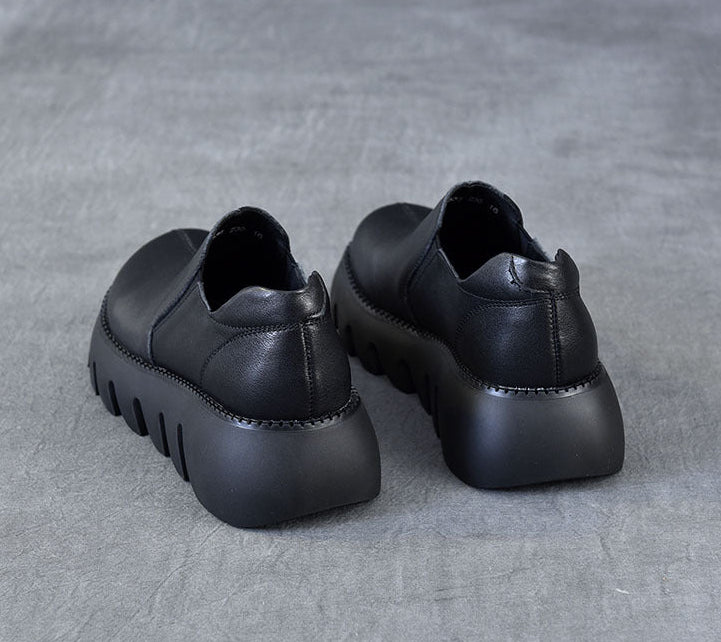 Women Spring Summer Platform Retro Leather Casual Shoes