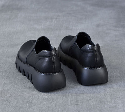Women Spring Summer Platform Retro Leather Casual Shoes