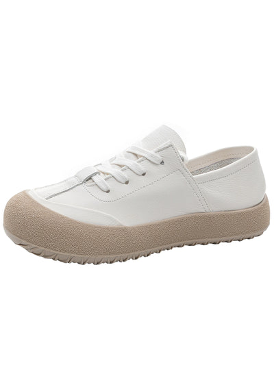 Summer Retro Leather Patchwork Round Toe Soft Sole Shoes