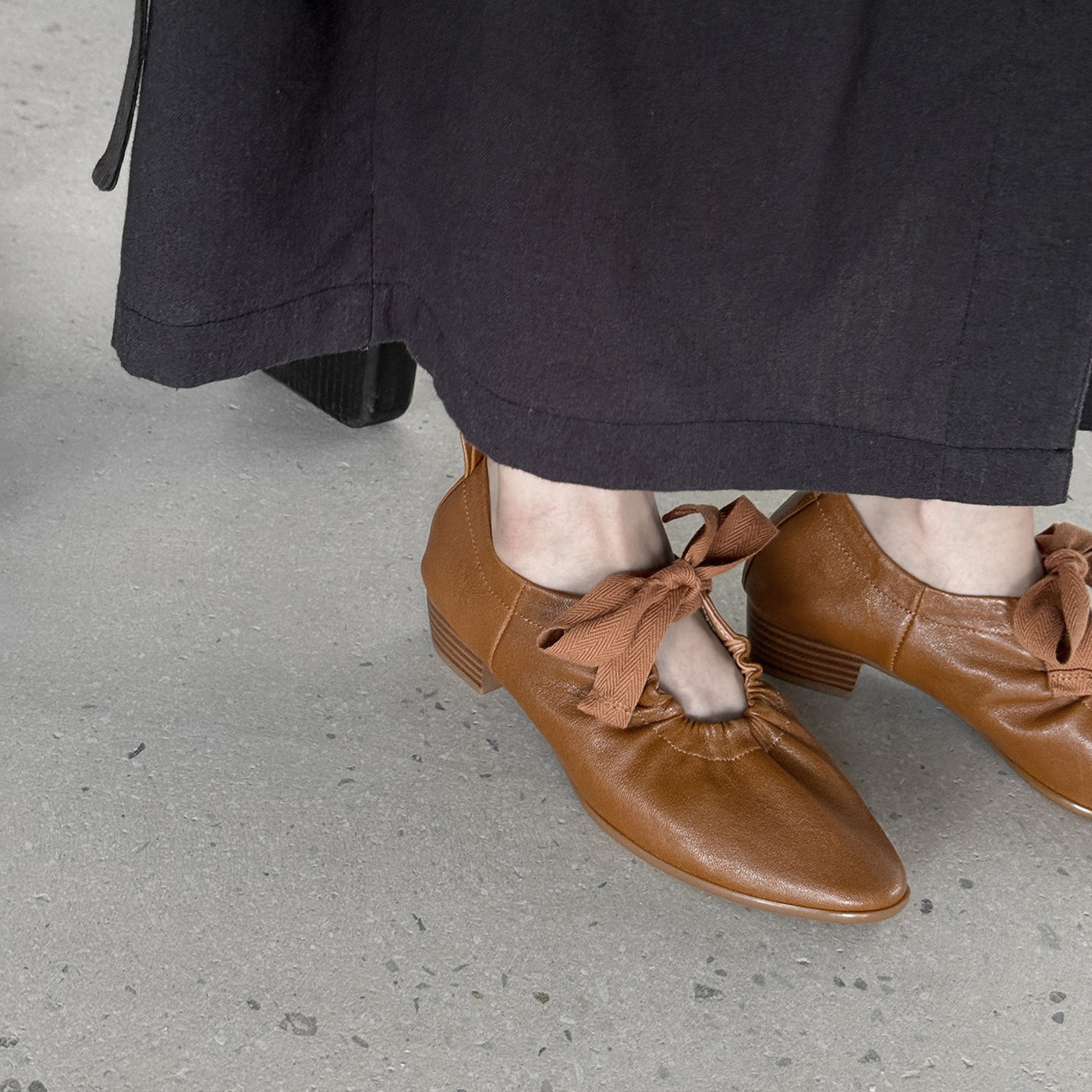 Elegant Sheepskin Leather Pointed Toe Lace-Up Chunky Shoes