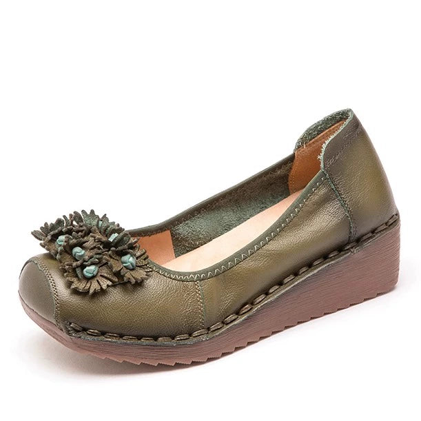 Babakud Women Spring Vintage Slip-On Leather Shoes