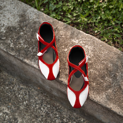 Casual Leather Mesh Closed Toe Crossing Sports Slip-On Shoes