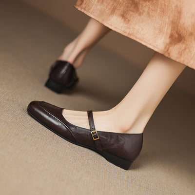 Babakud Vintage Sheepskin Leather Shallow One Straped Shoes