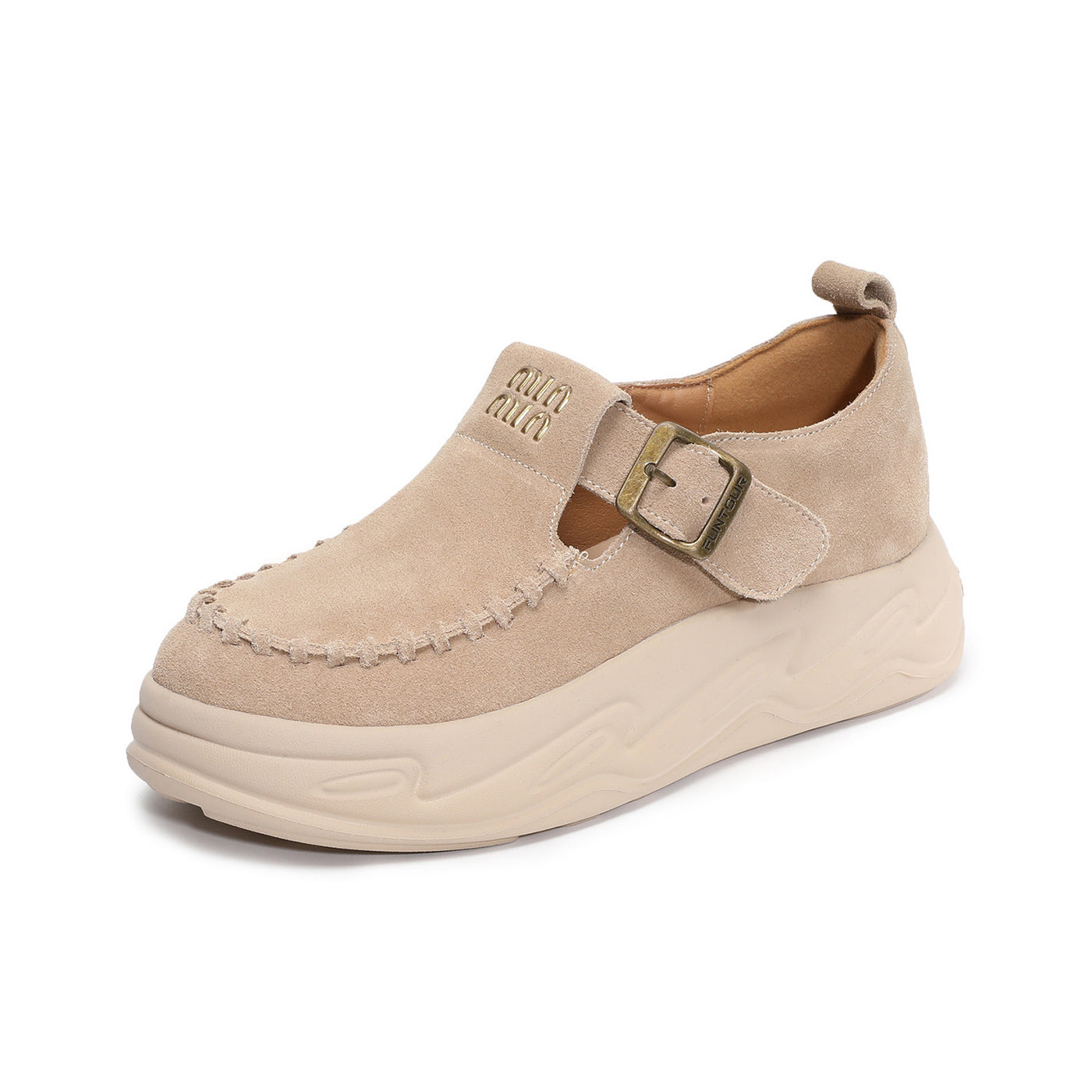 Genuine Leather Retro Sueded Platform Casual Shoes