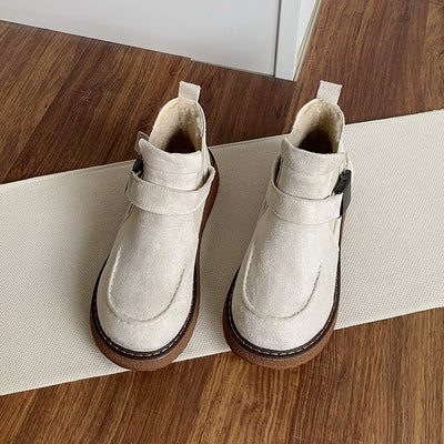 Ladies Fashion Buckled Thick Soled Suede Martin Boots
