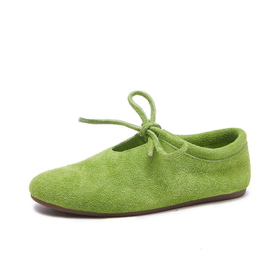 Babakud Women Genuine Leather Plus Size Lace Up Slip-Ons