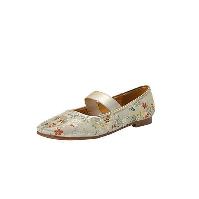 Women Ethnic Style Retro Handmade Embroidered Flat Ballet Shoes