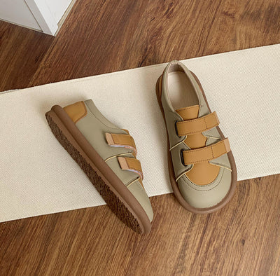 Women Retro Soft Soled Contrast Color Flat Casual Shoes