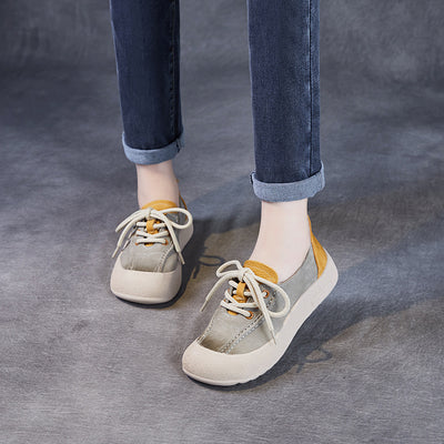 Stylish Soft Sole Color Block Lace-Up Casual Shoes for Women