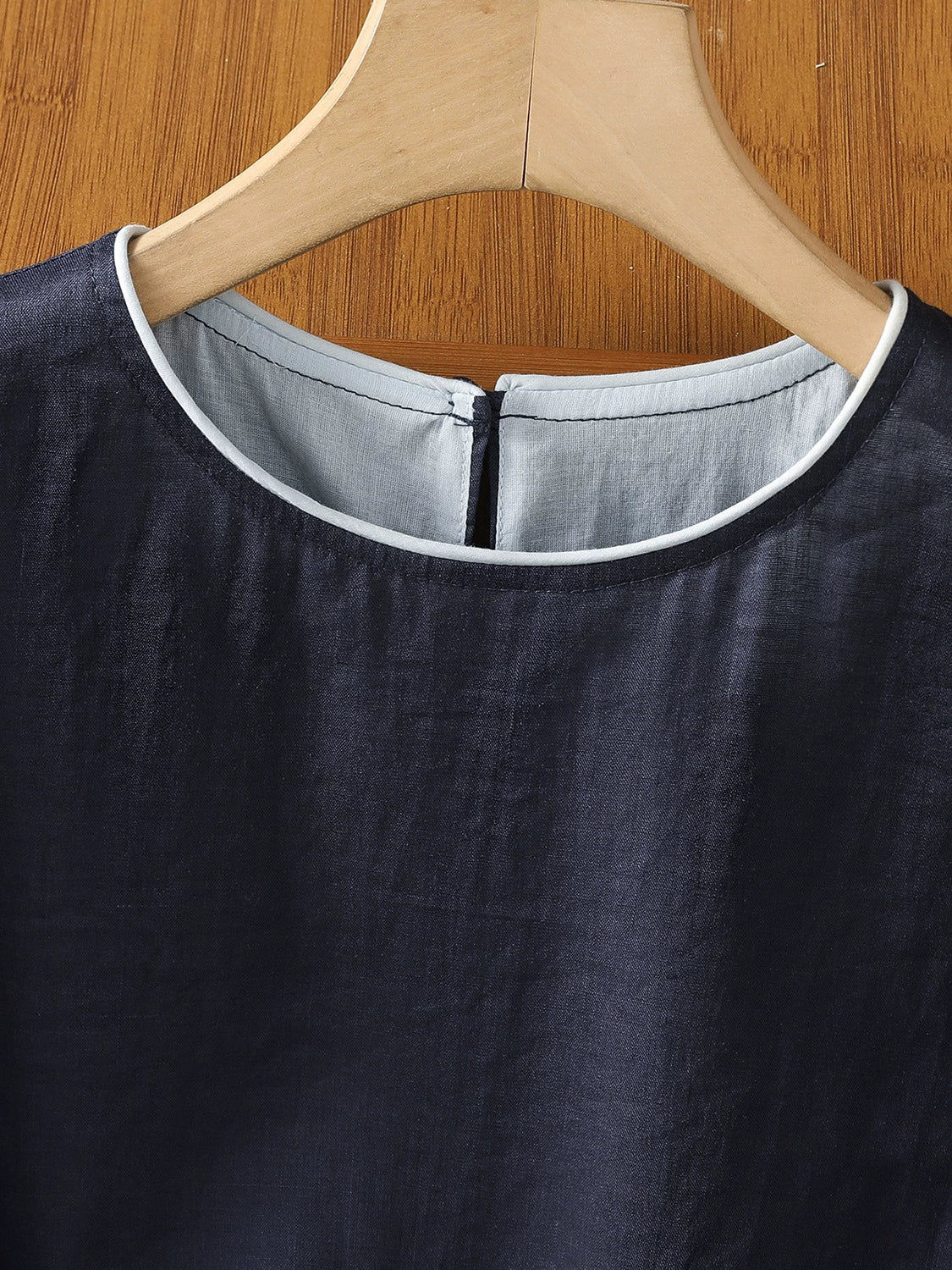 Retro Autumn Linen Round Neck Patchwork Loose Shirt