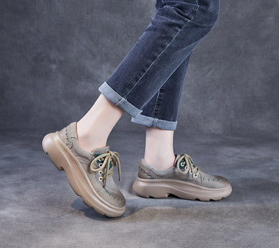 Fashion Lightweight Thick Soled Lace-Up Casual Shoes for Women