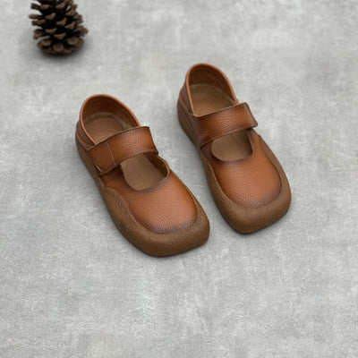 Color Block Square Toe Comfy One-Strap Walking Shoes for Women