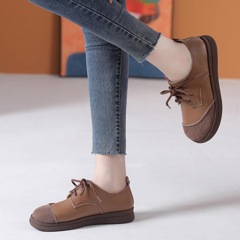 Women Commuting Suede Patchwork Casual Leather Shoes – Babakud