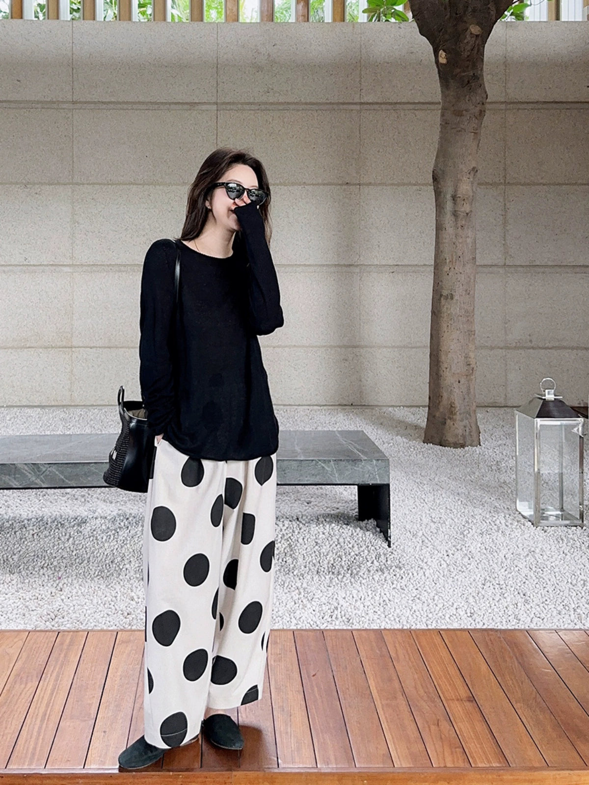 Women Cotton Linen Casual Everyday Loose Polka Dot Pants