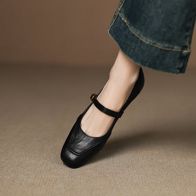 Babakud Vintage Sheepskin Leather Shallow One Straped Shoes