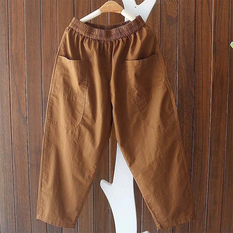 Summer Casual Cotton Versatile Solid Color Harem Pants