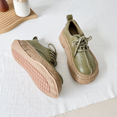 Women Retro Leather Patchwork Platform Casual Boots